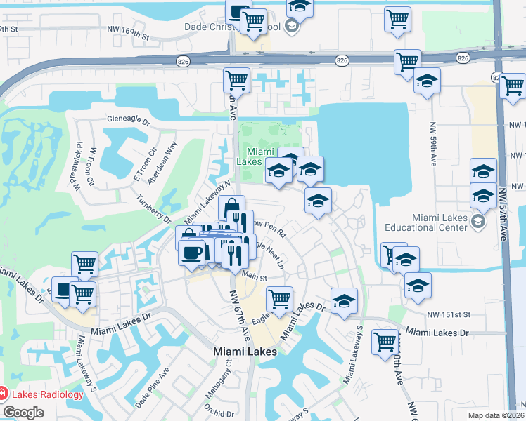 map of restaurants, bars, coffee shops, grocery stores, and more near 6431 Cow Pen Road in Hialeah