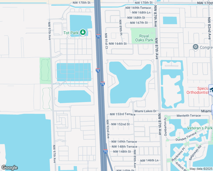 map of restaurants, bars, coffee shops, grocery stores, and more near 15812 Northwest 91st Avenue in Miami Lakes
