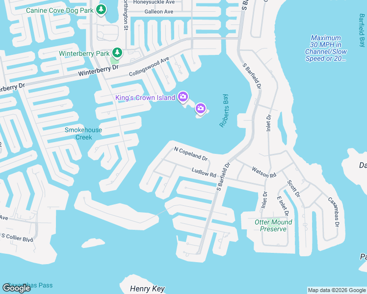 map of restaurants, bars, coffee shops, grocery stores, and more near 1620 North Copeland Drive in Marco Island