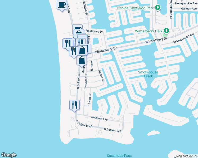 map of restaurants, bars, coffee shops, grocery stores, and more near 1041 Mendel Avenue in Marco Island