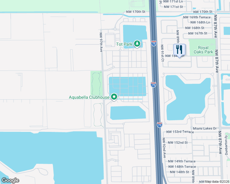 map of restaurants, bars, coffee shops, grocery stores, and more near 3502 West 105th Street in Hialeah
