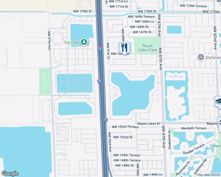 map of restaurants, bars, coffee shops, grocery stores, and more near 15922 Northwest 91st Court in Miami Lakes