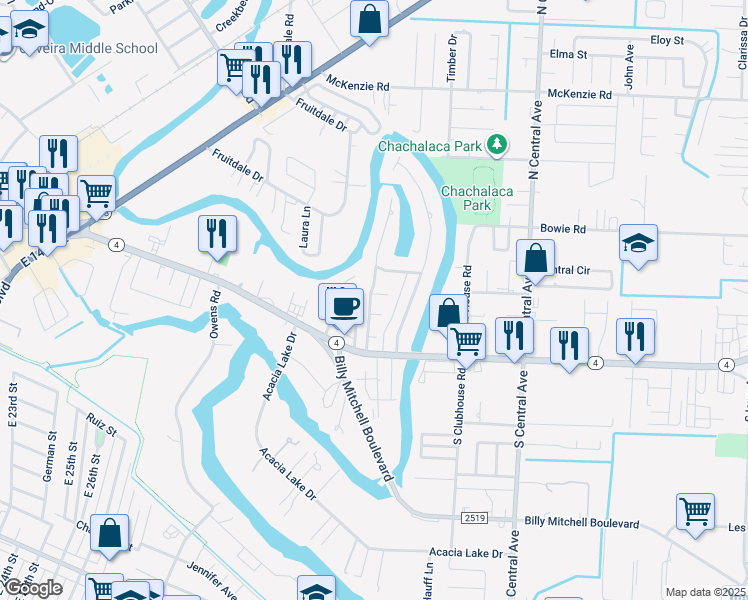 map of restaurants, bars, coffee shops, grocery stores, and more near 5 Westchester Circle in Brownsville
