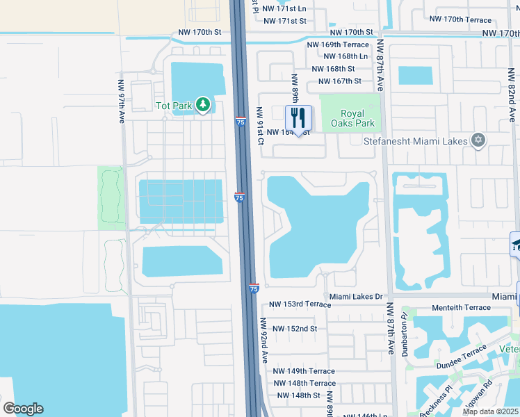 map of restaurants, bars, coffee shops, grocery stores, and more near 15922 Northwest 91st Court in Miami Lakes