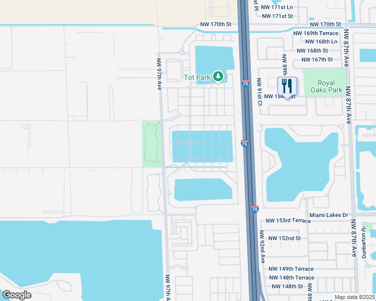 map of restaurants, bars, coffee shops, grocery stores, and more near 3502 West 105th Street in Hialeah