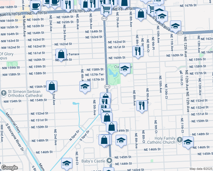 map of restaurants, bars, coffee shops, grocery stores, and more near in Golden Glades