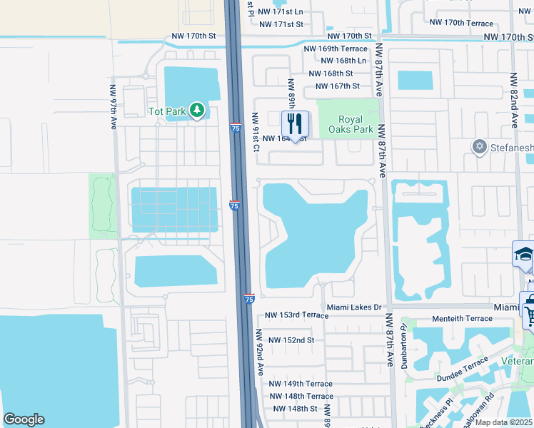 map of restaurants, bars, coffee shops, grocery stores, and more near 15922 Northwest 91st Court in Miami Lakes