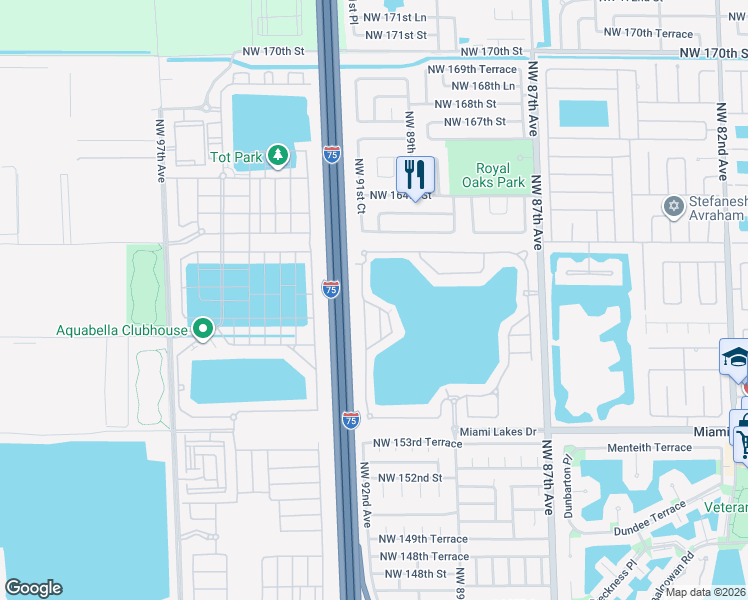 map of restaurants, bars, coffee shops, grocery stores, and more near 15922 Northwest 91st Court in Miami Lakes