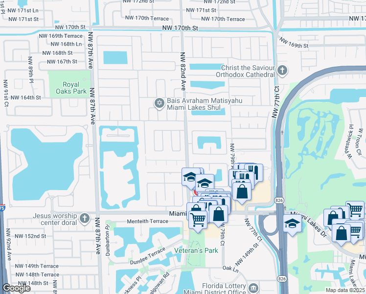 map of restaurants, bars, coffee shops, grocery stores, and more near 15944 Northwest 82nd Court in Hialeah