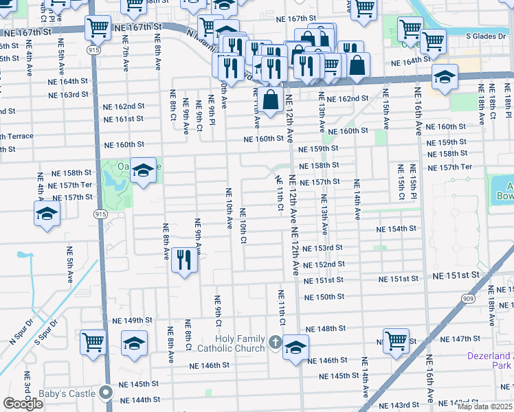 map of restaurants, bars, coffee shops, grocery stores, and more near 1088 Northeast 156th Street in North Miami Beach