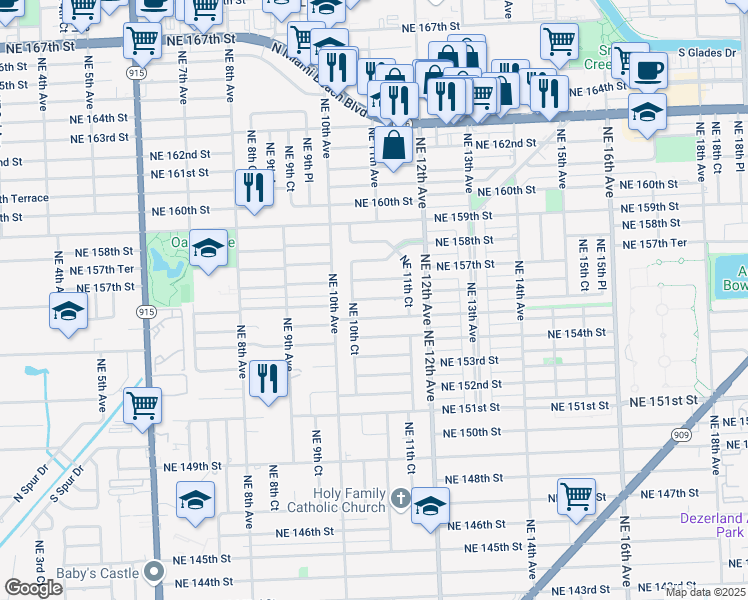 map of restaurants, bars, coffee shops, grocery stores, and more near 1088 Northeast 156th Street in North Miami Beach