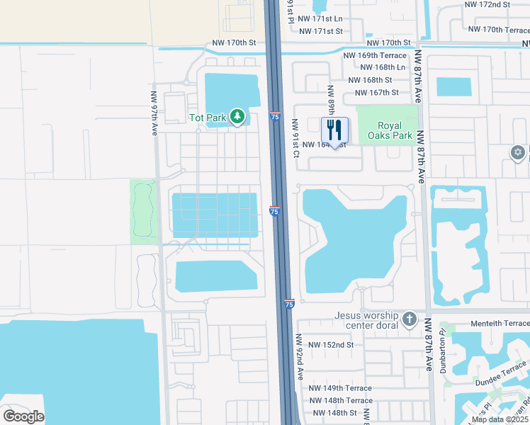 map of restaurants, bars, coffee shops, grocery stores, and more near 10533 West 32nd Lane in Hialeah