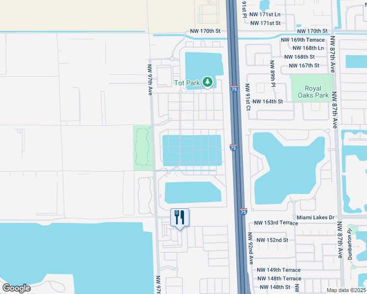 map of restaurants, bars, coffee shops, grocery stores, and more near 3502 West 105th Street in Hialeah