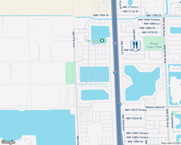 map of restaurants, bars, coffee shops, grocery stores, and more near 3502 West 105th Street in Hialeah