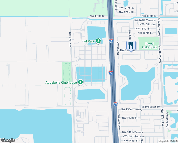map of restaurants, bars, coffee shops, grocery stores, and more near 3502 West 105th Street in Hialeah