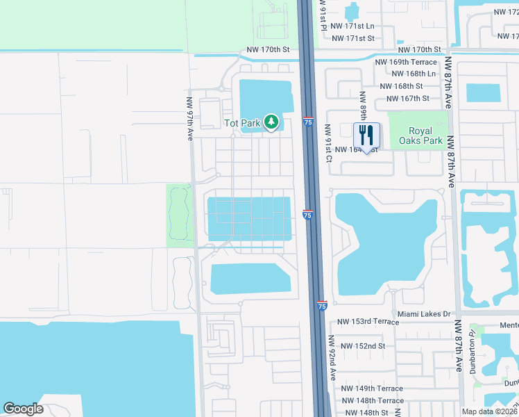 map of restaurants, bars, coffee shops, grocery stores, and more near 3396 West 105th Terrace in Hialeah