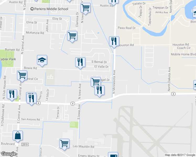 map of restaurants, bars, coffee shops, grocery stores, and more near 4 Tanya Circle in Brownsville