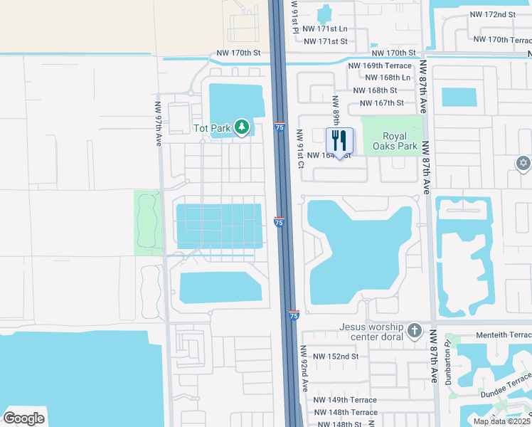 map of restaurants, bars, coffee shops, grocery stores, and more near 10533 West 32nd Lane in Hialeah