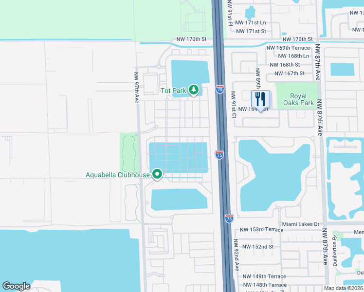 map of restaurants, bars, coffee shops, grocery stores, and more near 3447 West 106th Terrace in Hialeah