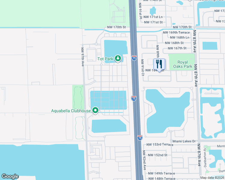 map of restaurants, bars, coffee shops, grocery stores, and more near 3447 West 106th Terrace in Hialeah