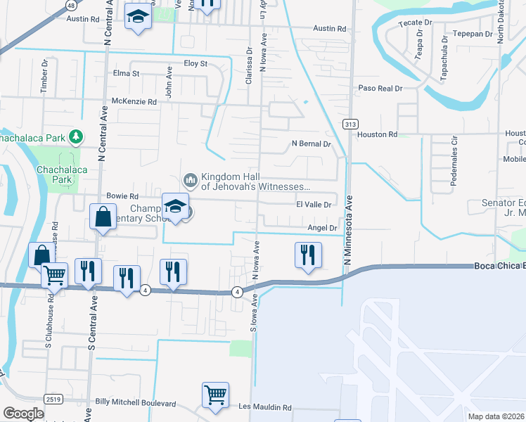 map of restaurants, bars, coffee shops, grocery stores, and more near 39 Angel Drive in Brownsville