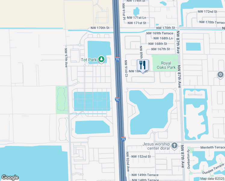 map of restaurants, bars, coffee shops, grocery stores, and more near 10625 West 32nd Lane in Hialeah