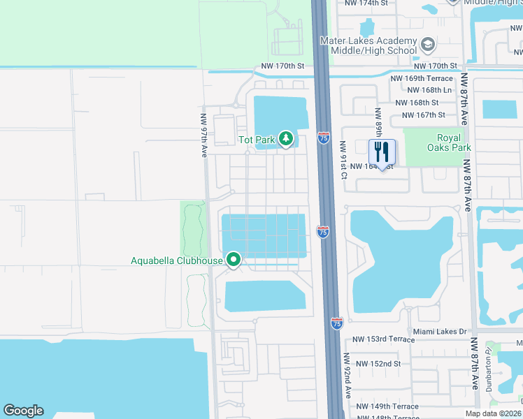 map of restaurants, bars, coffee shops, grocery stores, and more near 3447 West 106th Terrace in Hialeah