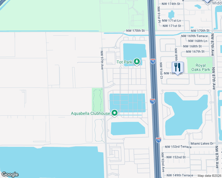 map of restaurants, bars, coffee shops, grocery stores, and more near 3575 West 106th Terrace in Hialeah