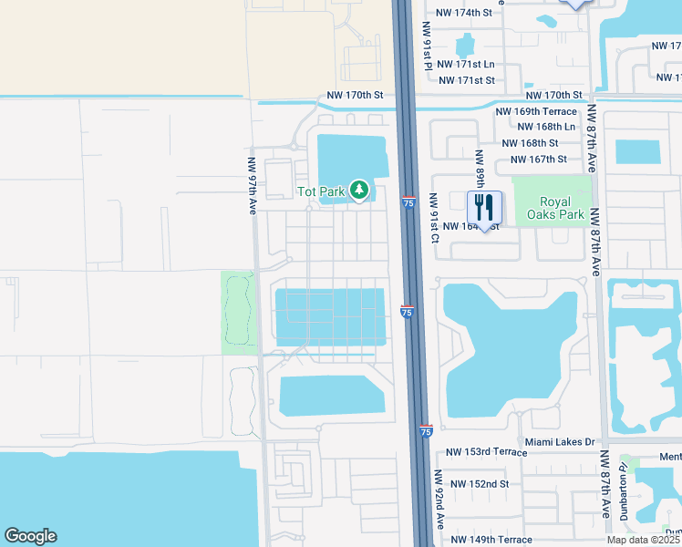 map of restaurants, bars, coffee shops, grocery stores, and more near 3447 West 106th Terrace in Hialeah