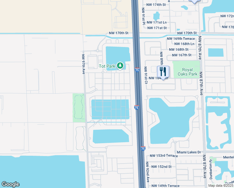 map of restaurants, bars, coffee shops, grocery stores, and more near 3447 West 106th Terrace in Hialeah