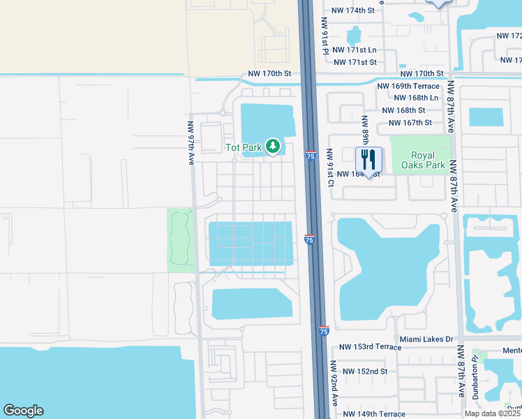 map of restaurants, bars, coffee shops, grocery stores, and more near 3447 West 106th Terrace in Hialeah
