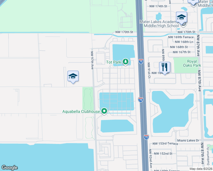 map of restaurants, bars, coffee shops, grocery stores, and more near 3495 West 106th Terrace in Hialeah