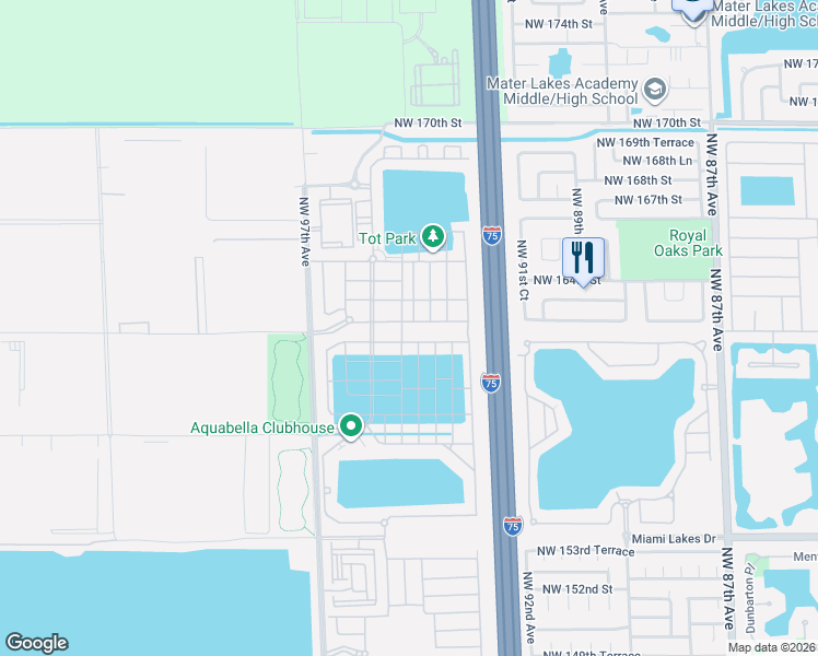 map of restaurants, bars, coffee shops, grocery stores, and more near 3447 West 106th Terrace in Hialeah