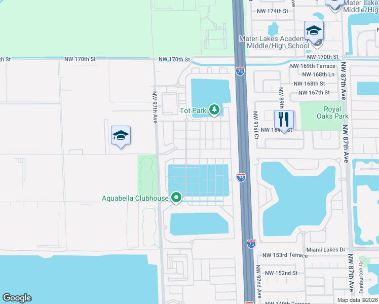 map of restaurants, bars, coffee shops, grocery stores, and more near 3495 West 106th Terrace in Hialeah