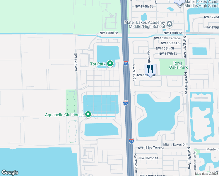 map of restaurants, bars, coffee shops, grocery stores, and more near 10628 West 33rd Court in Hialeah