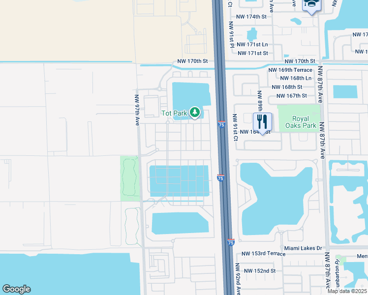 map of restaurants, bars, coffee shops, grocery stores, and more near 10825 West 33rd Way in Hialeah