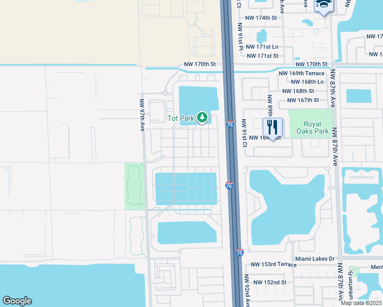 map of restaurants, bars, coffee shops, grocery stores, and more near 10825 West 33rd Way in Hialeah