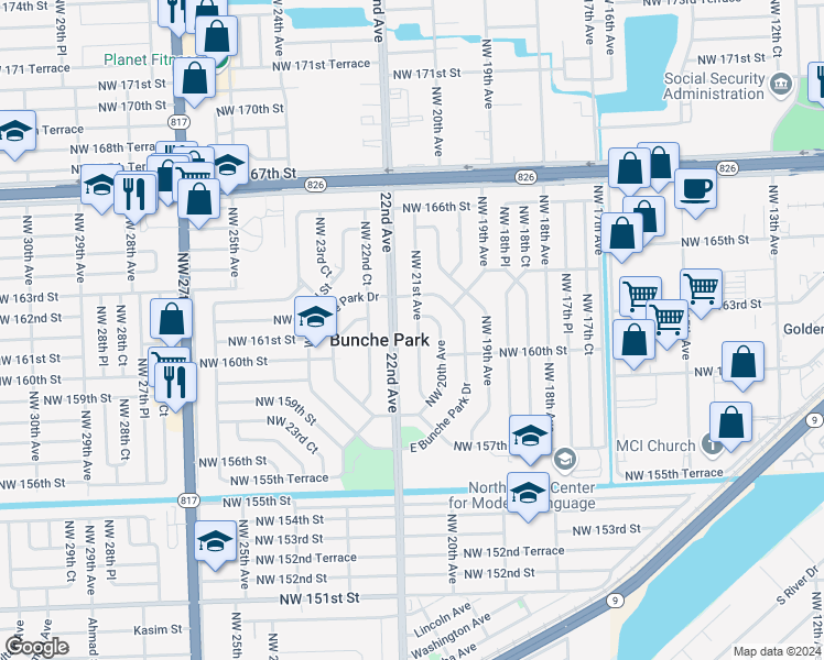map of restaurants, bars, coffee shops, grocery stores, and more near 2020 Northwest 162nd Street Road in Opa-locka