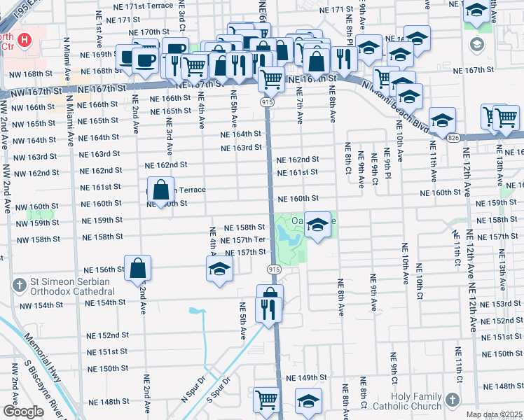 map of restaurants, bars, coffee shops, grocery stores, and more near in Golden Glades