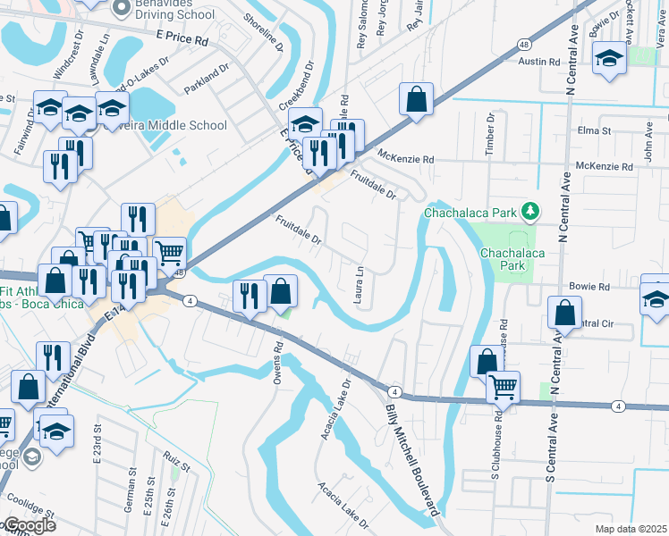 map of restaurants, bars, coffee shops, grocery stores, and more near 14 Fruitdale Terrace in Brownsville