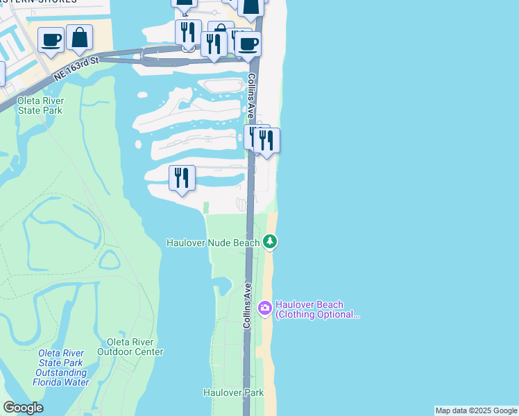 map of restaurants, bars, coffee shops, grocery stores, and more near in Sunny Isles Beach