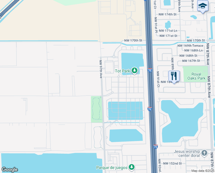 map of restaurants, bars, coffee shops, grocery stores, and more near 10915 West 35th Way in Hialeah