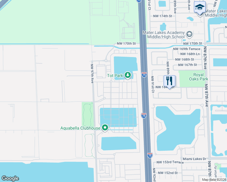 map of restaurants, bars, coffee shops, grocery stores, and more near 3440 West 109th Place in Hialeah