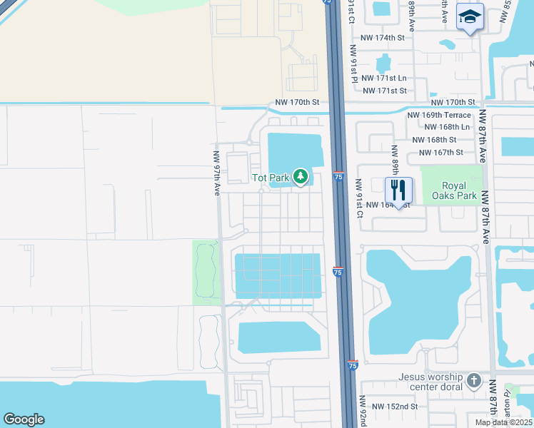 map of restaurants, bars, coffee shops, grocery stores, and more near 3440 West 109th Place in Hialeah