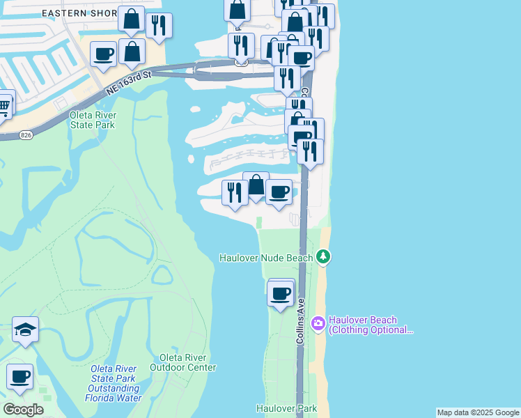 map of restaurants, bars, coffee shops, grocery stores, and more near 300 Bayview Drive in Sunny Isles Beach
