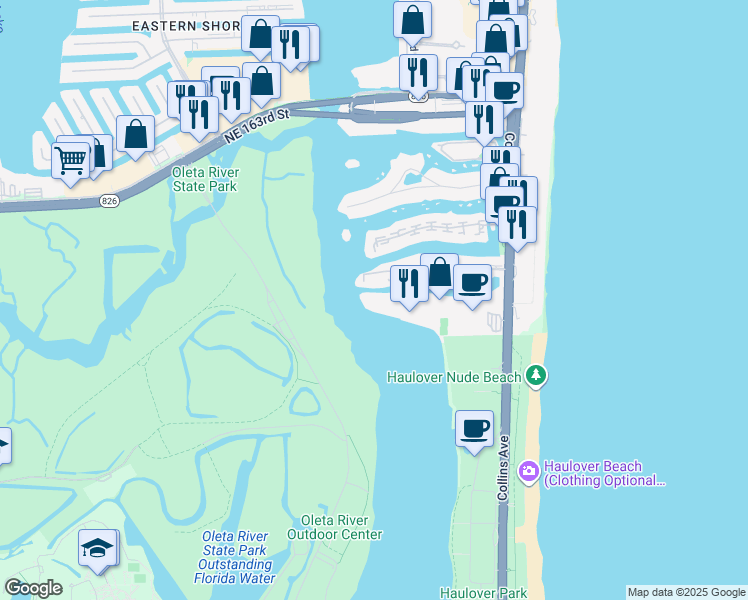 map of restaurants, bars, coffee shops, grocery stores, and more near 400 Kings Point Drive in Sunny Isles Beach
