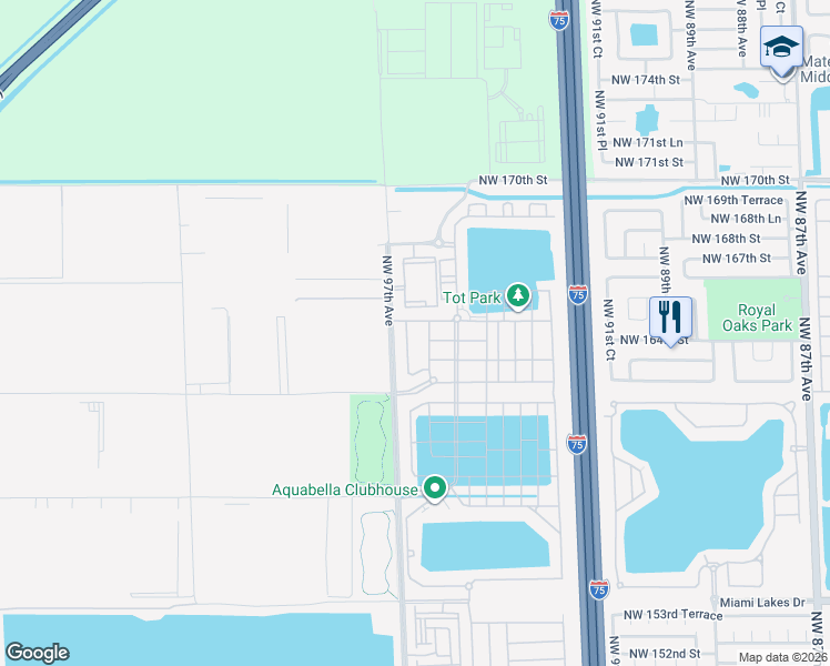 map of restaurants, bars, coffee shops, grocery stores, and more near 11055 West 35th Way in Hialeah