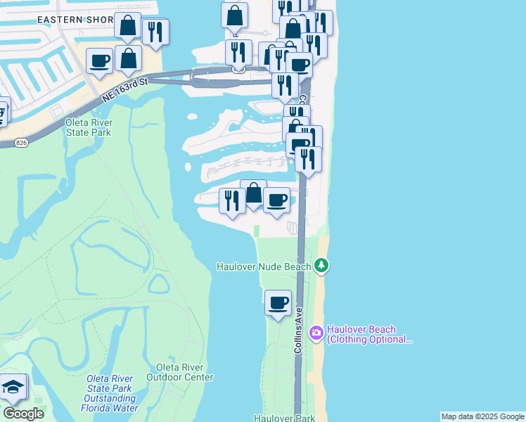 map of restaurants, bars, coffee shops, grocery stores, and more near 300 Bayview Drive in Sunny Isles Beach