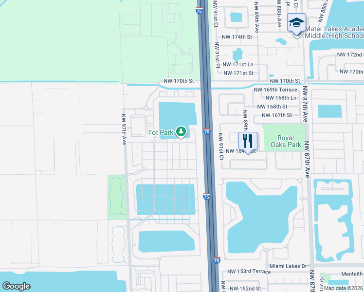 map of restaurants, bars, coffee shops, grocery stores, and more near 11032 West 33rd Way in Hialeah