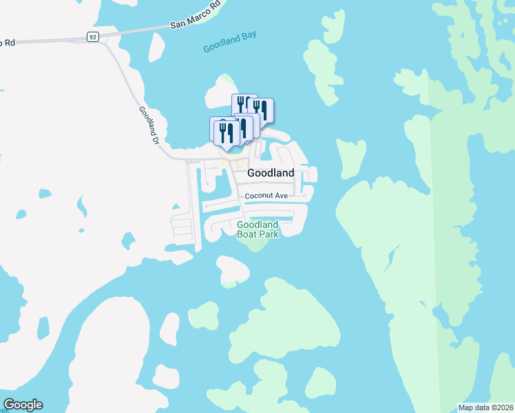 map of restaurants, bars, coffee shops, grocery stores, and more near 653 East Palm Avenue in Marco Island